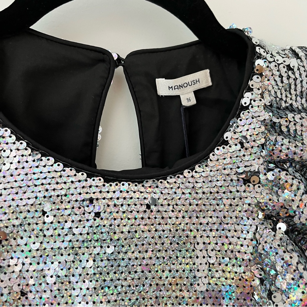NWT Manoush silver sequin top 36 - Picture 8 of 14